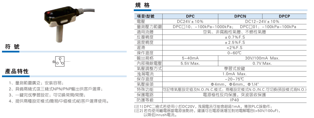 DPC系列小型无头示压力开关